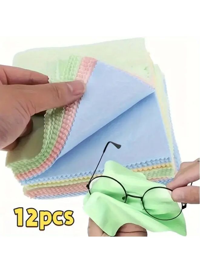 12pcs Ultra Fine Microfiber Cleaning Cloths For Glasses Smartphones Cameras Random Color - Image 1